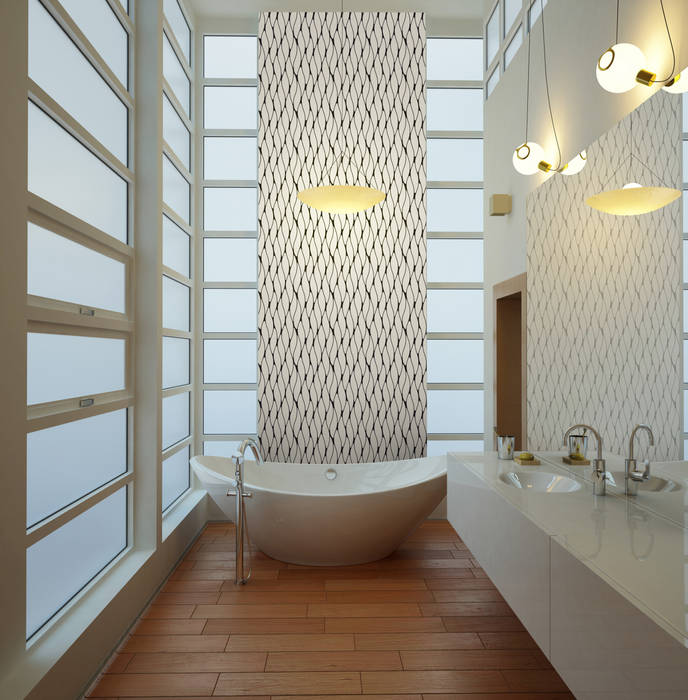 Papel tapiz personalizado en baño. Kromart Wallcoverings - Papel Tapiz Personalizado Baños clásicos