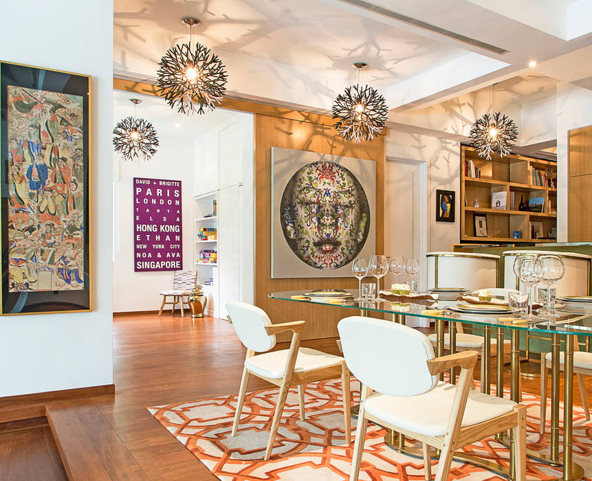 Modern Eclectic Dining Area by Design Intervention Design Intervention Eclectic style dining room