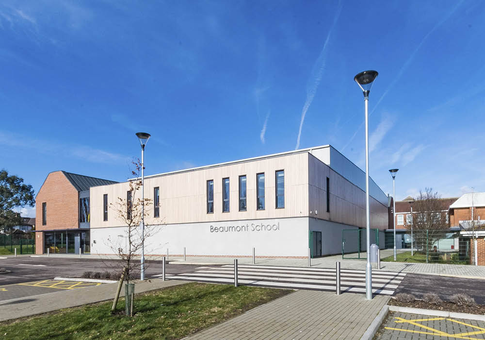 Beaumont School Designcubed Commercial spaces Wood Wood effect architecture,sports halls,leisure facilities,Schools