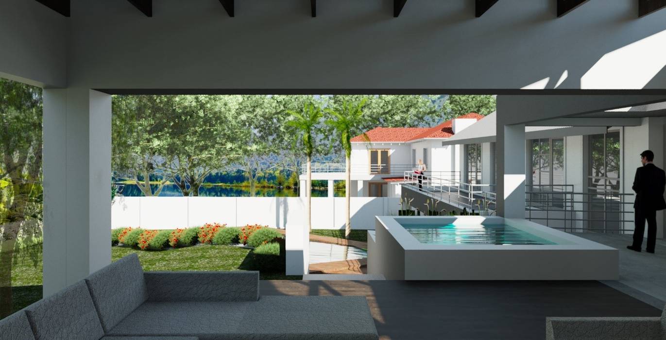 Exterior view – entertainment area (after) Nuclei Lifestyle Design Modern balcony, veranda & terrace