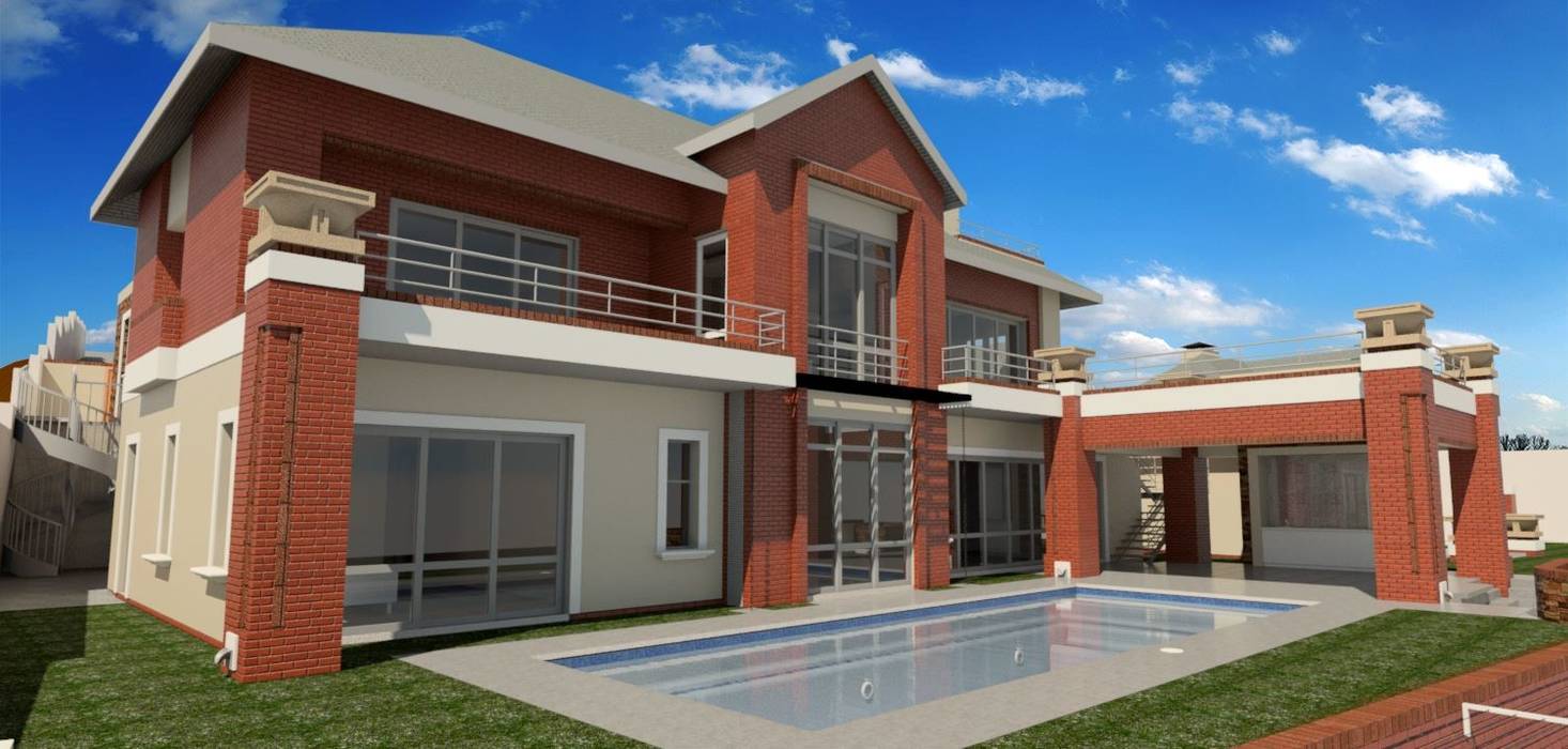 render of swimming pool area Nuclei Lifestyle Design Modern houses swimming pool