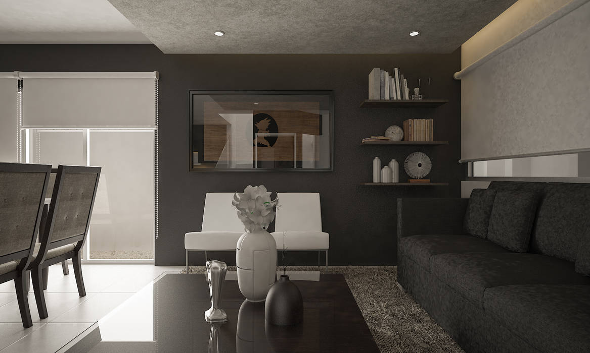 Alcaza 3D Render Salones modernos Diseño,Interiores,Sala,Diseño interior