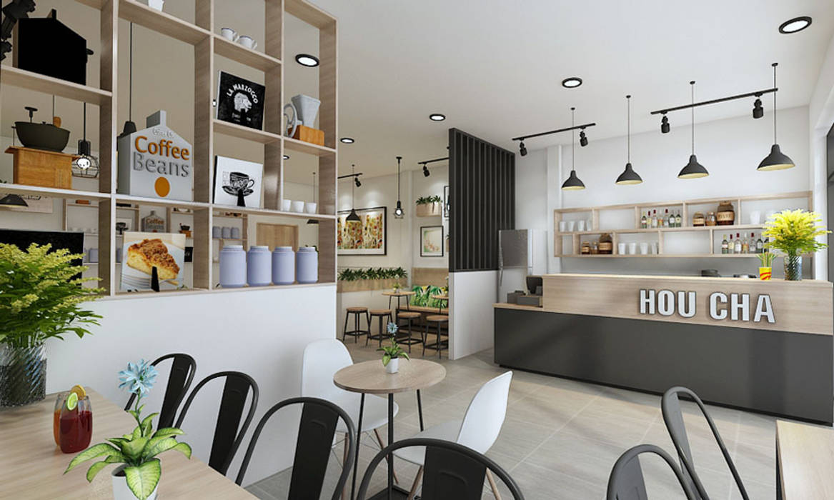 thiết kế quán trà sữa: hiện đại by công ty thiết kế nhà hàng & quán cafe Hiện đại CEEB, Hiện đại thiết kế quán