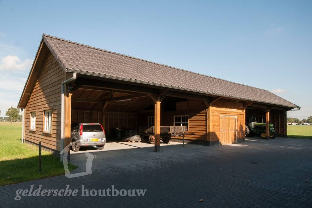 Schuren met overkapping, Geldersche Houtbouw Geldersche Houtbouw Garage/shed لکڑی Wood effect