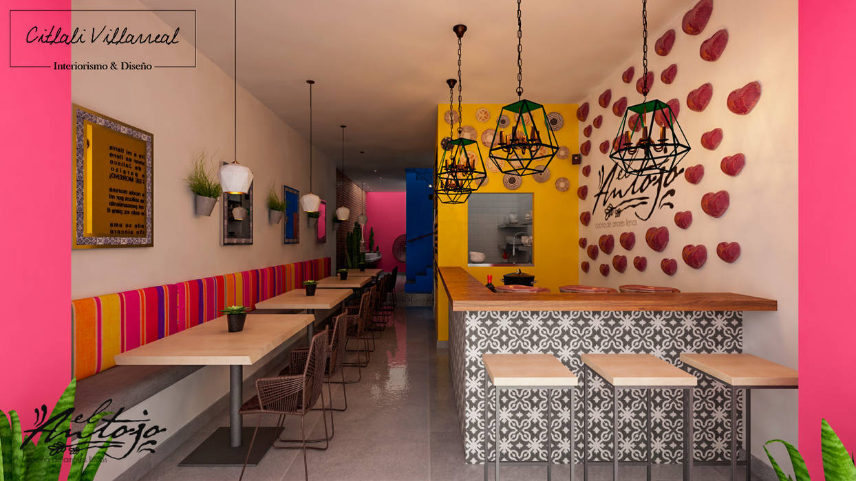 Restaurante Mexicano en Lagos de Moreno, Citlali Villarreal Interiorismo & Diseño Citlali Villarreal Interiorismo & Diseño Commercial spaces Gastronomy