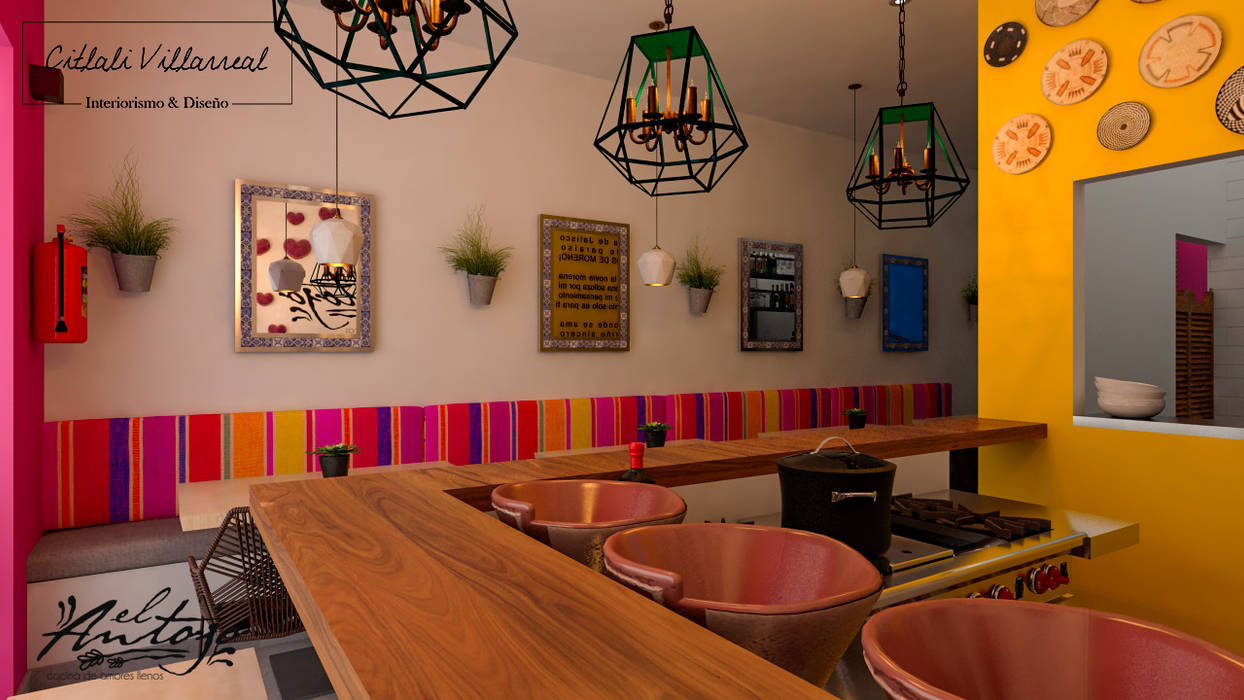 Restaurante Mexicano en Lagos de Moreno, Citlali Villarreal Interiorismo & Diseño Citlali Villarreal Interiorismo & Diseño Espacios comerciales Gastronomía