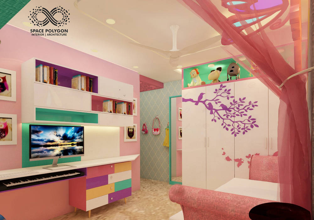 Daughter's bedroom Space Polygon Eclectic style bedroom Accessories & decoration