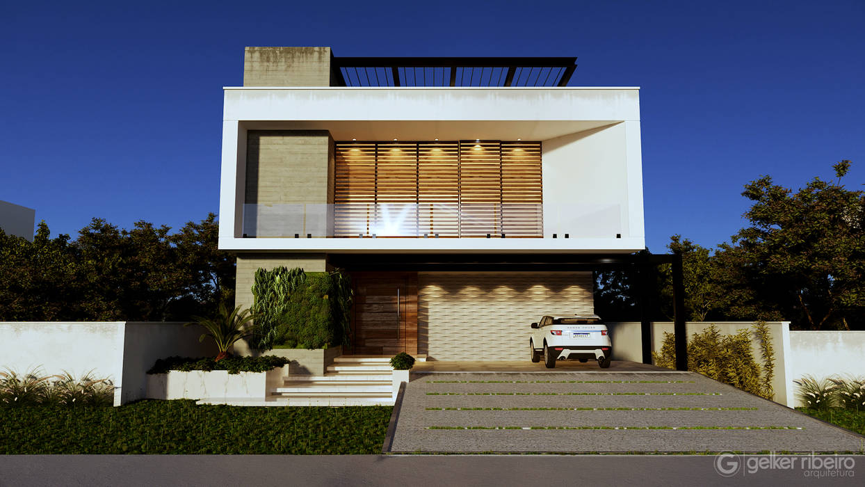 Projeto Casas Modernas, Gelker Ribeiro Arquitetura | Arquiteto Rio de Janeiro Gelker Ribeiro Arquitetura | Arquiteto Rio de Janeiro منازل التراس أسمنت