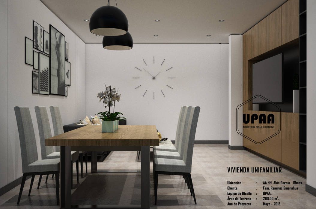 VIVIENDA UNIFAMILIAR RAMIREZ SINARAHUA, UPAA ARQUITECTOS UPAA ARQUITECTOS Modern dining room