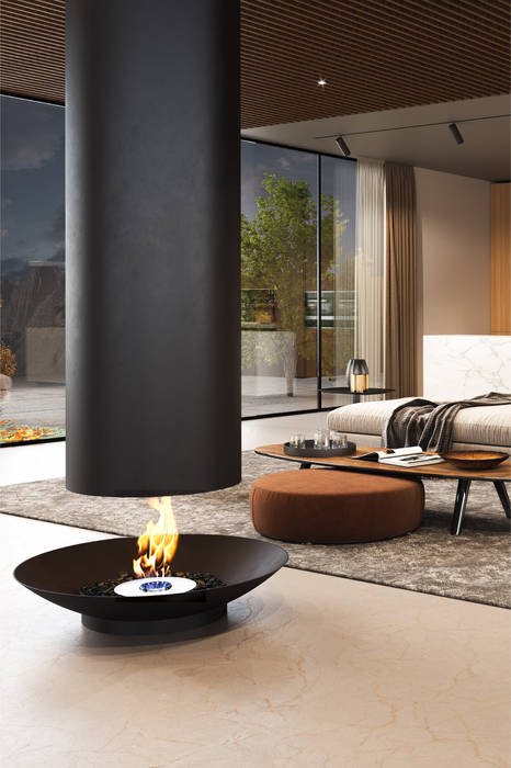 ​Under Plate — Settled Collection Shelter ® Fireplace Design Sala de estarLareiras e acessórios