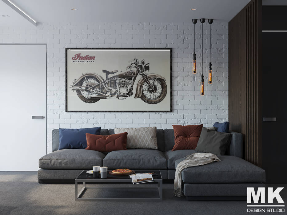 Industrial Style Living Room By Mk Design Studio Industrial Homify