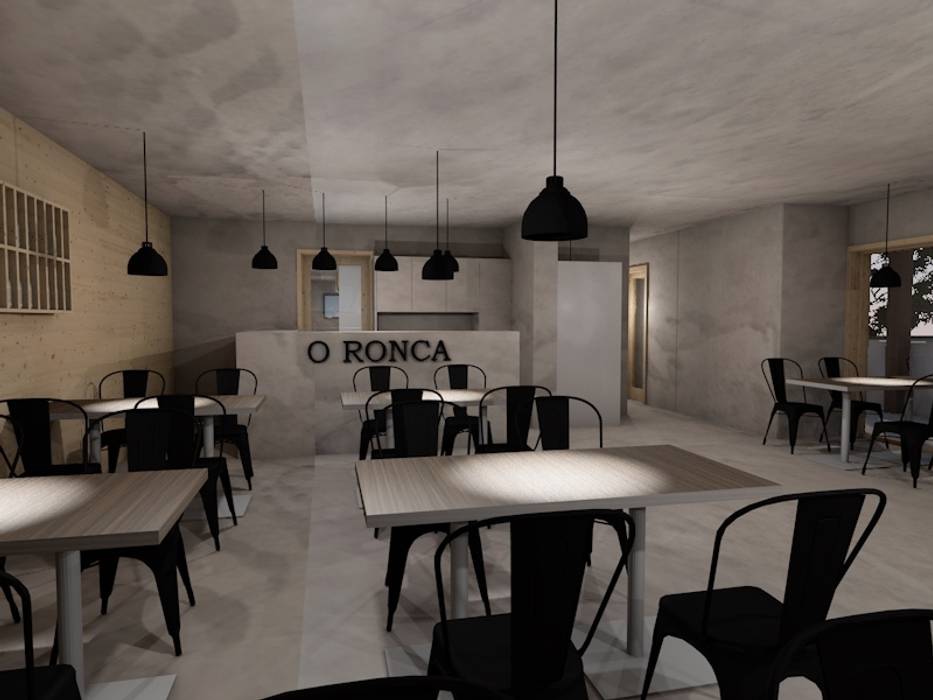 Remodelação de café em Vieira do Minho , R&U ATELIER LDA R&U ATELIER LDA مساحات تجارية أسمنت بار/ ملهى ليلي