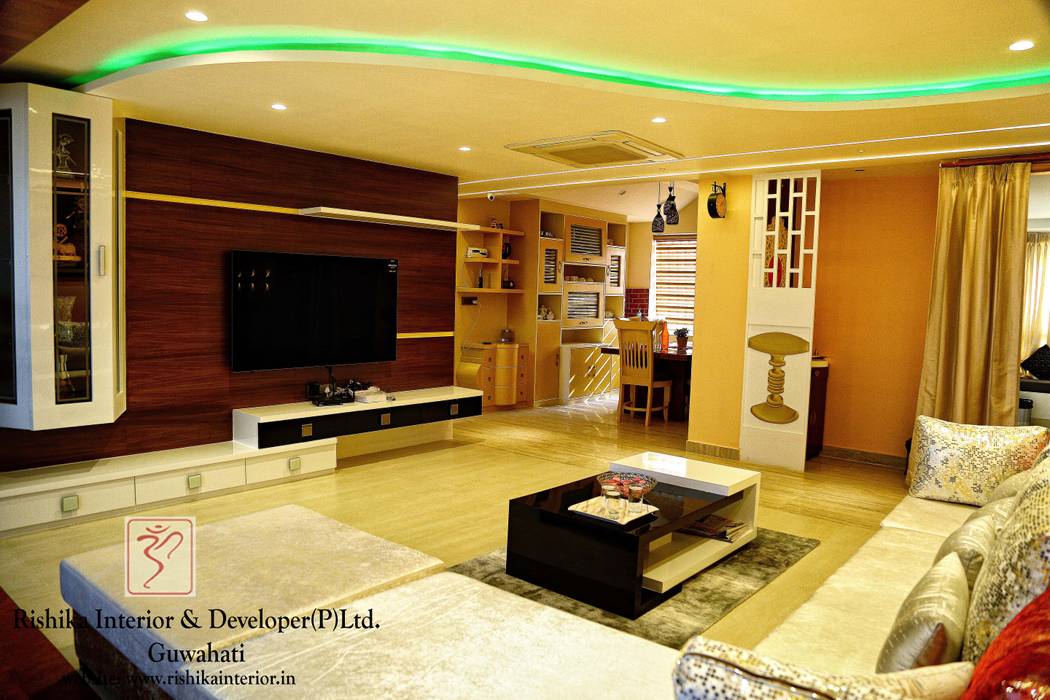 Residence at Khanapara, Rishika Interior & Developer (p) Ltd. Rishika Interior & Developer (p) Ltd. Salas de estar modernas