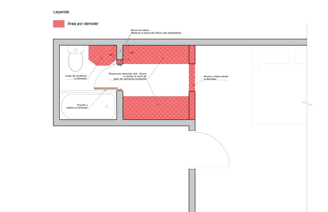 Remodelación de baño principal en Surco, MESIA ARQUITECTOS MESIA ARQUITECTOS ห้องน้ำ