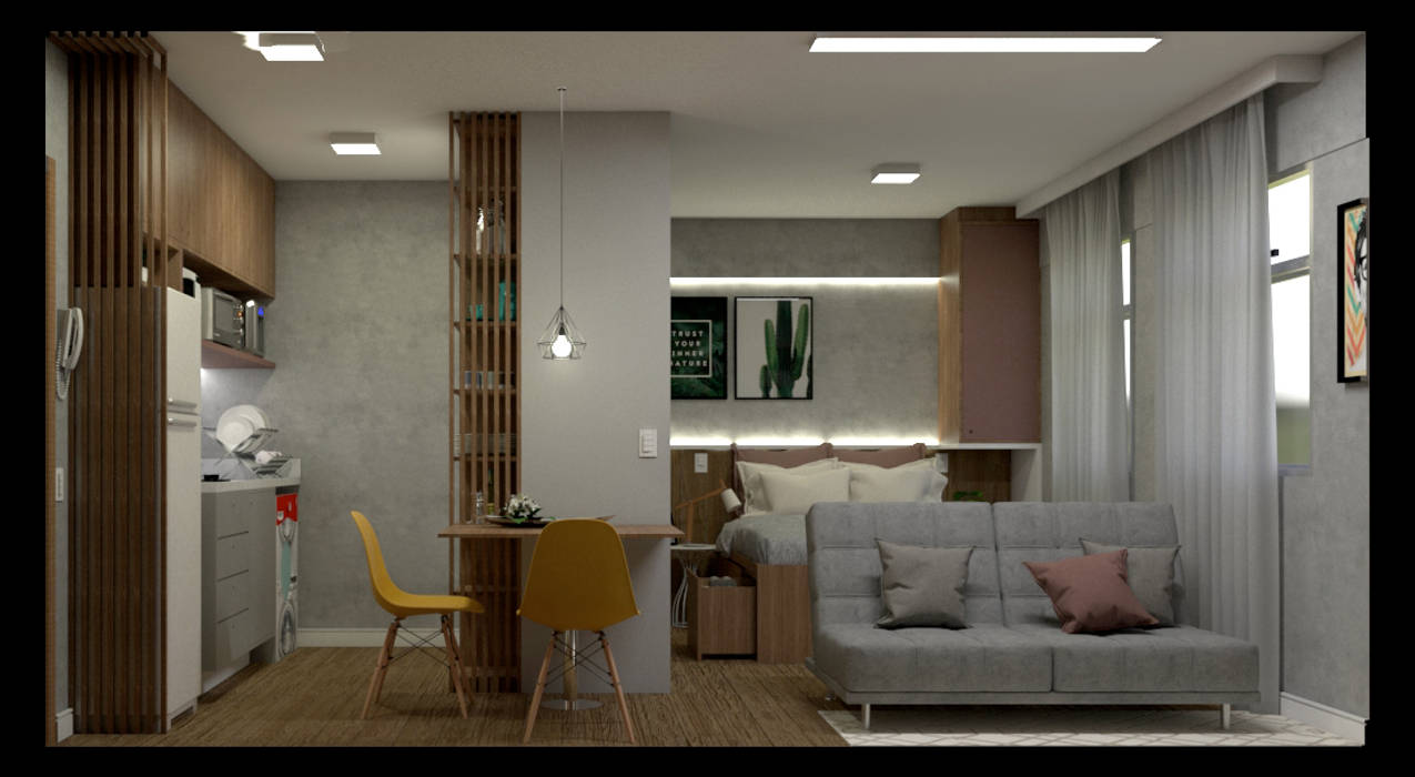 Kitnet , Ana Scalia - Arquitetura Ana Scalia - Arquitetura Paredes e pisos modernos