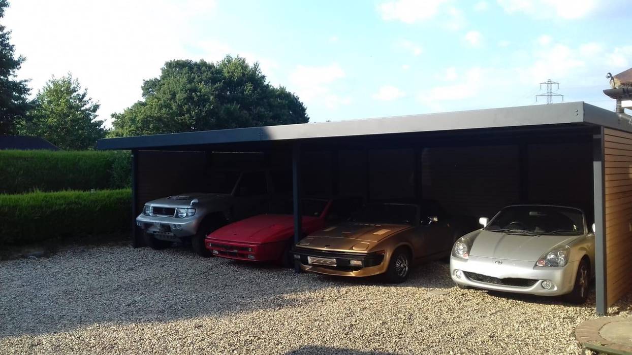 Multi+ 4 bay carport - put to full use wearemodern limited Cobertizos Hierro/Acero