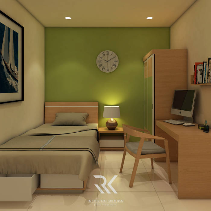 Kamar Kos, RK Interior Design RK Interior Design ห้องนอน เตียงนอนและหัวเตียง