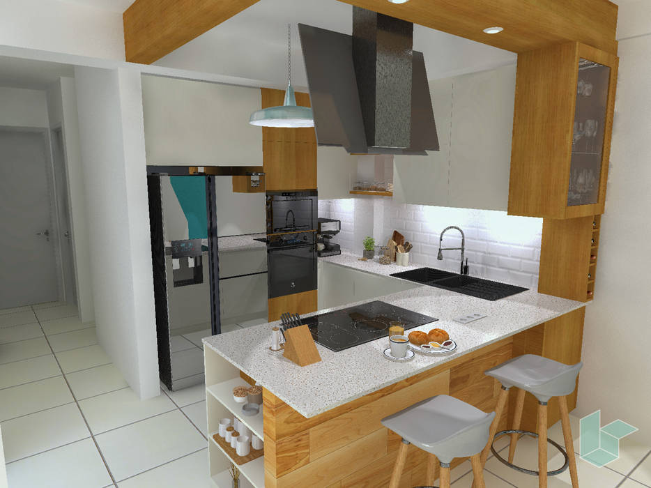 Arquitectura de interiores en vivienda en SMP, LS Arquitectura, diseño y acústica LS Arquitectura, diseño y acústica Small kitchens Engineered Wood Transparent