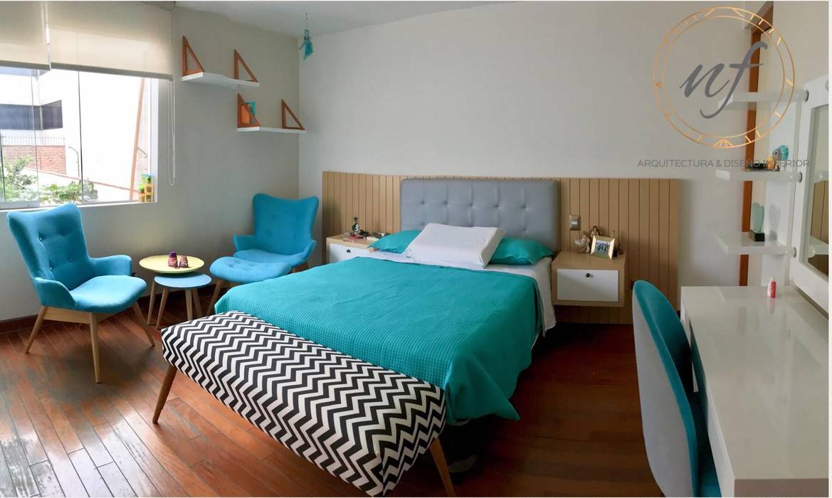 PROYECTO RESIDENCIAL - Dormitorio Jovencita, NF Diseño de Interiores NF Diseño de Interiores Camera da letto in stile scandinavo