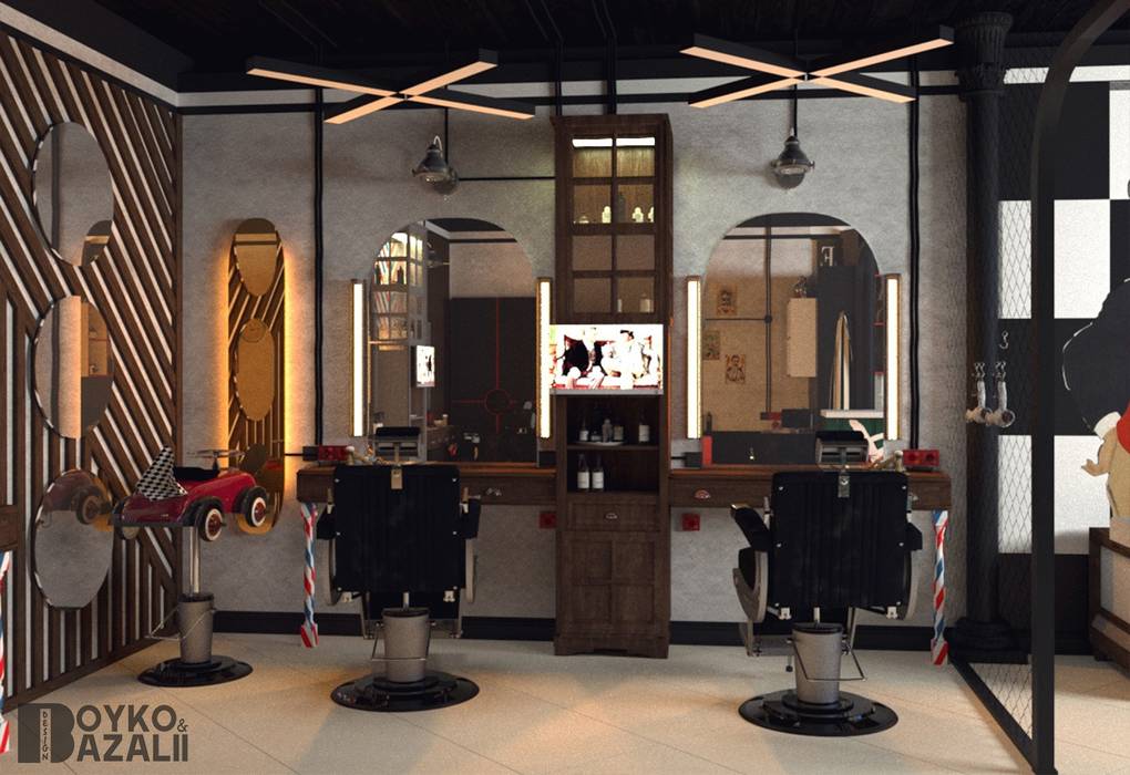 BarberClub Gentlemen, EkaterinaBazalii EkaterinaBazalii Commercial spaces Commercial Spaces