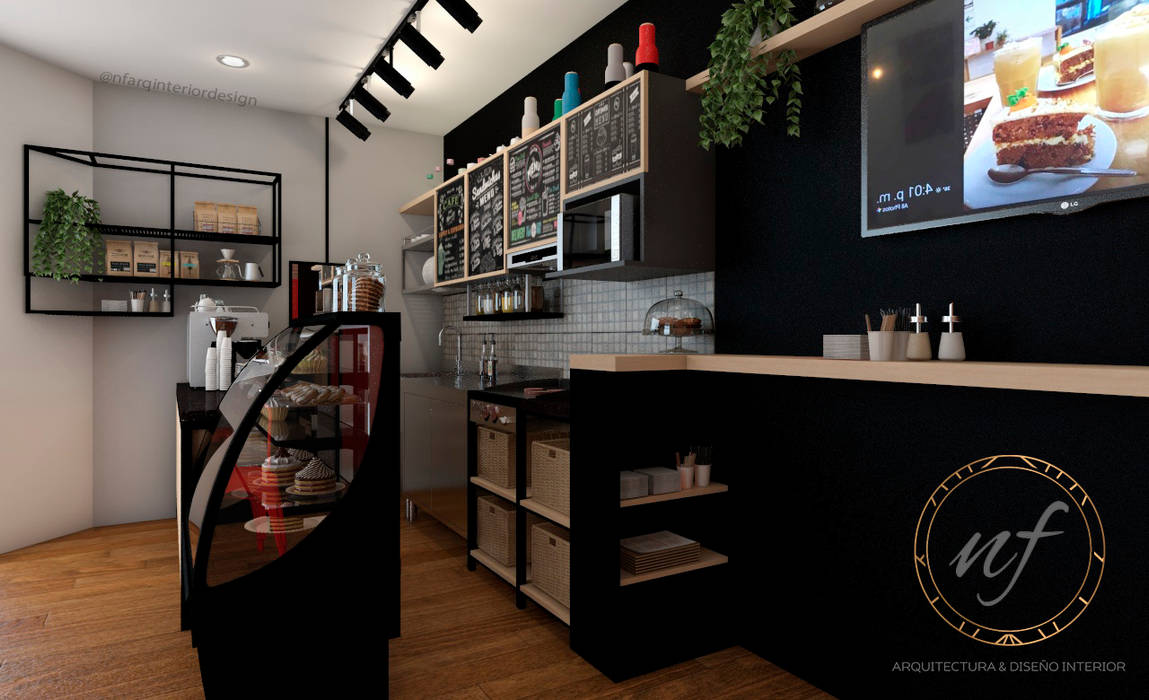 PROYECTO CAFETERIA RED HEAD COFFEE SHOP , NF Diseño de Interiores NF Diseño de Interiores Комерційні приміщення Гастрономія