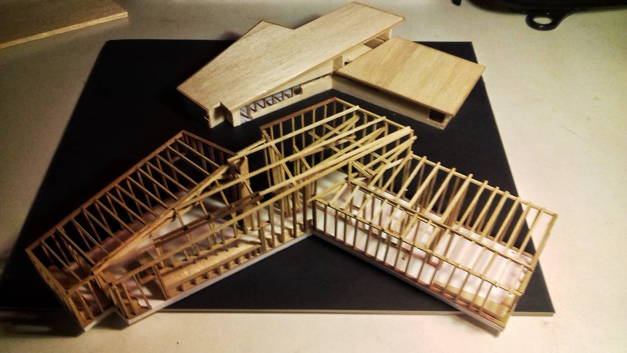 Maqueta de Propuesta Intermedio Arquitectos Estudios y bibliotecas de estilo rústico Madera Acabado en madera