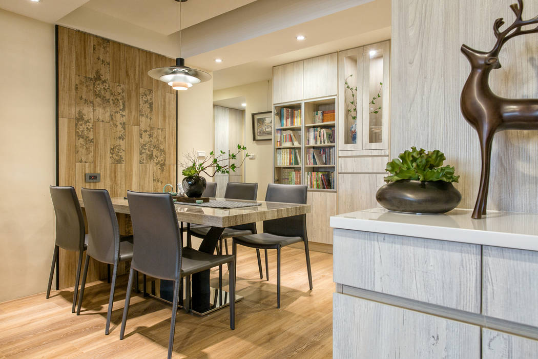 自然質樸-翊盛新天地 富亞室內裝修設計工程有限公司 Rustic style dining room Tiles