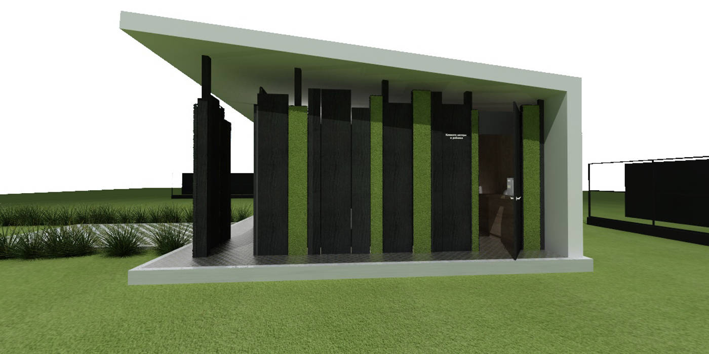 Обственный туалет в парке, Студия Aрхитектуры и Дизайна "Aleksey Marinin" Студия Aрхитектуры и Дизайна 'Aleksey Marinin' Passive house Engineered Wood Transparent