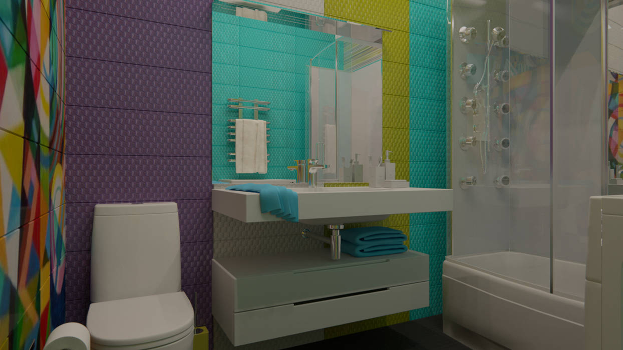 Ванная комната "Нотки Авангарда" г.Шелехов, Perfection A&D Perfection A&D Baños de estilo moderno