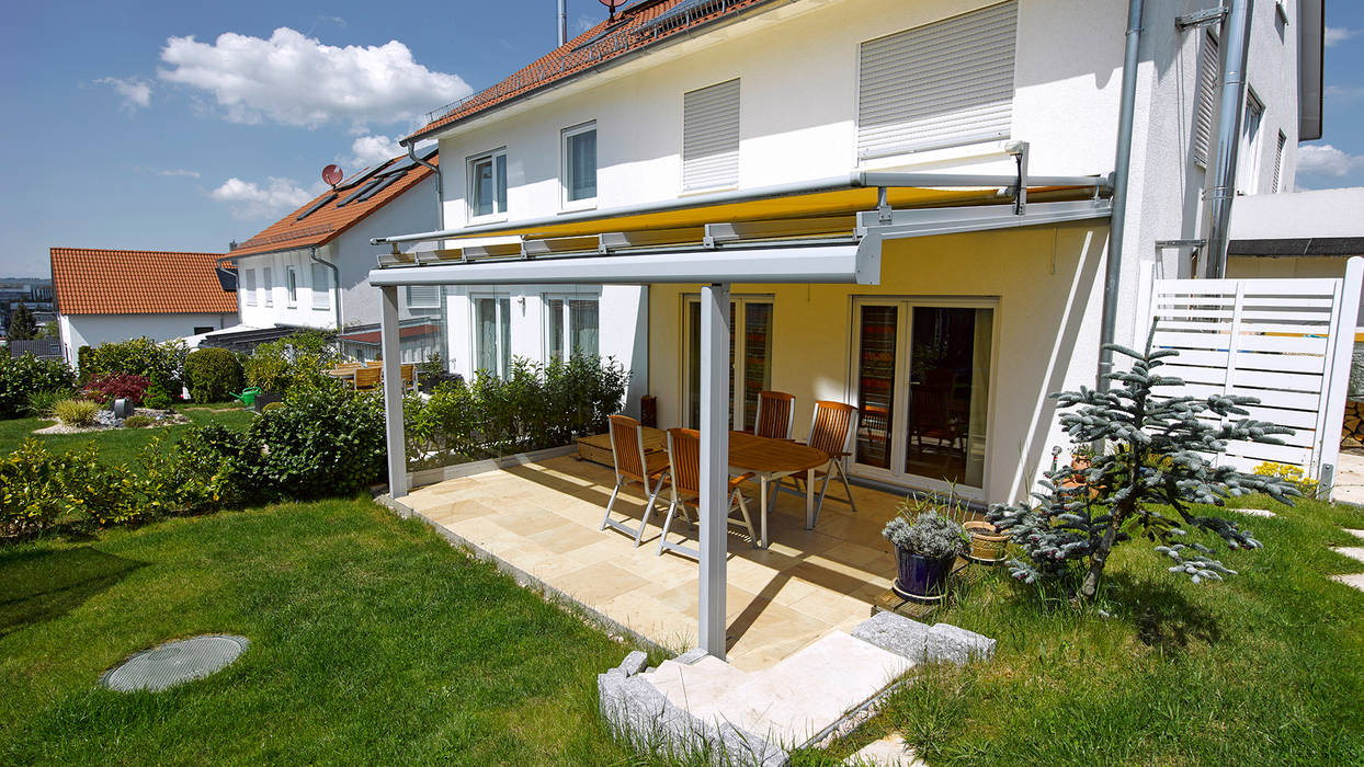 Überdachte terrasse moderner balkon, veranda & terrasse von markisen