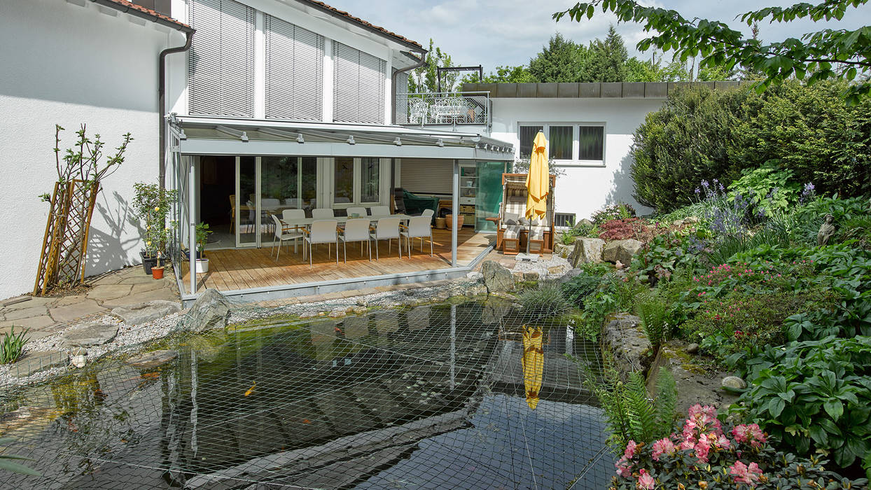 Terrassendach ecklösung markisen zanker im raum stuttgart moderner