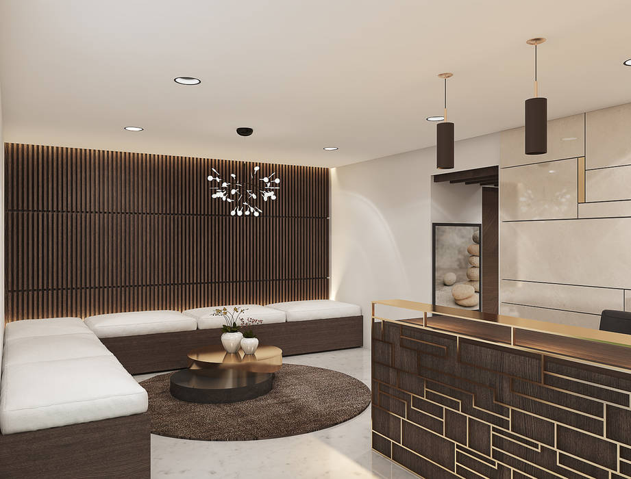 Reception and waiting area in a spa interiors Rhythm And Emphasis Design Studio Spa