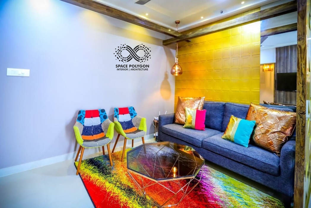 3 bhk Apartment design at Pinnacle crest Shollinganallur,OMR Chennai, Space Polygon Space Polygon Salones minimalistas