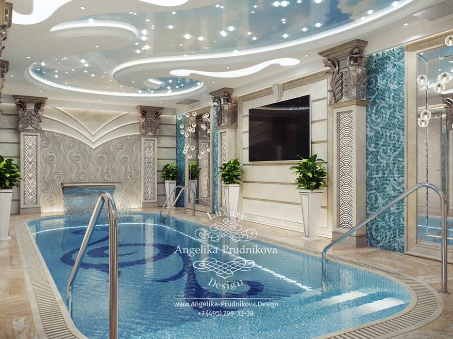 Дизайн-проект интерьера бассейна в КП Горки-2 Дизайн-студия элитных интерьеров Анжелики Прудниковой Бассейн в стиле модерн
