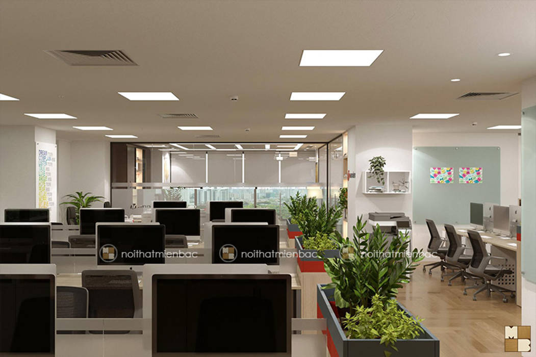 Phòng kinh doanh - View1 Công ty CP nội thất Miền Bắc Commercial spaces Văn phòng & cửa hàng