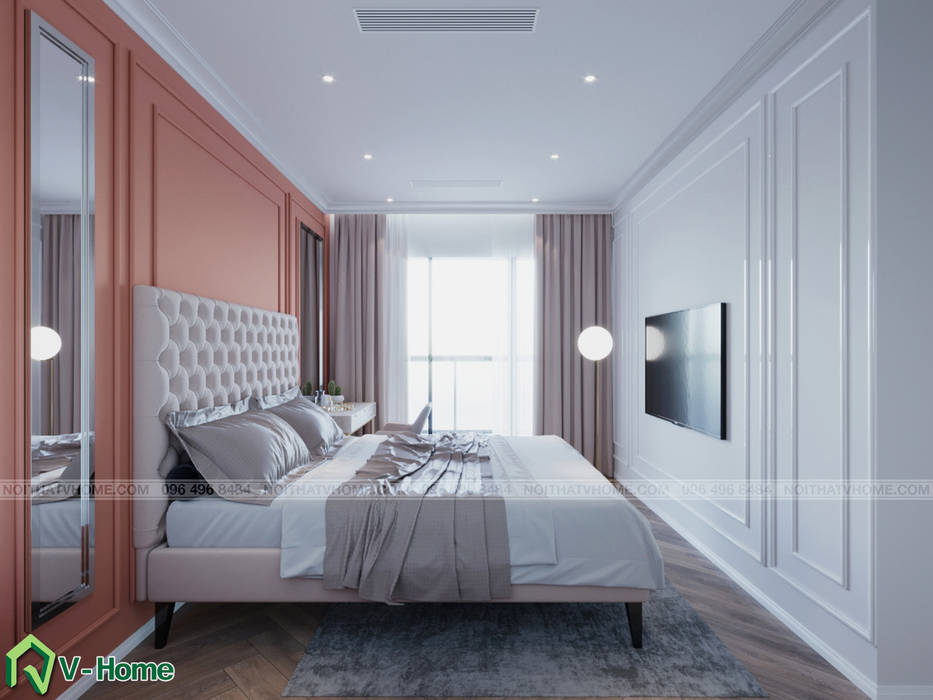Thiết kế nội thất chung cư The Emerald , Công ty CP tư vấn thiết kế và xây dựng V-Home Công ty CP tư vấn thiết kế và xây dựng V-Home Phòng ngủ phong cách hiện đại Accessories & decoration