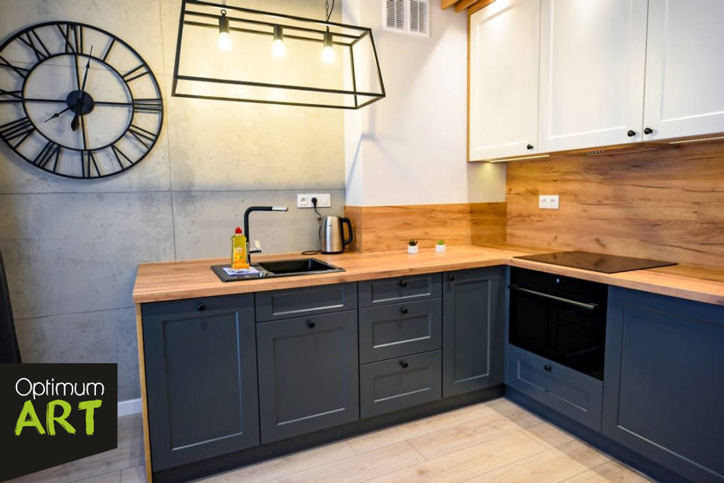 Mieszkanie wakacyjne Krynica Zdrój , Pracownia Aranżacji Wnętrz OptimumArt Pracownia Aranżacji Wnętrz OptimumArt Kitchen units Wood Wood effect