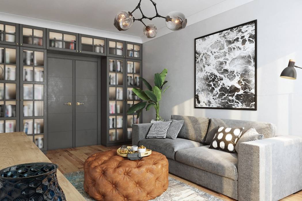Крылатское. Дизайн-проект для холостого мужчины , Levitorria Levitorria Modern living room