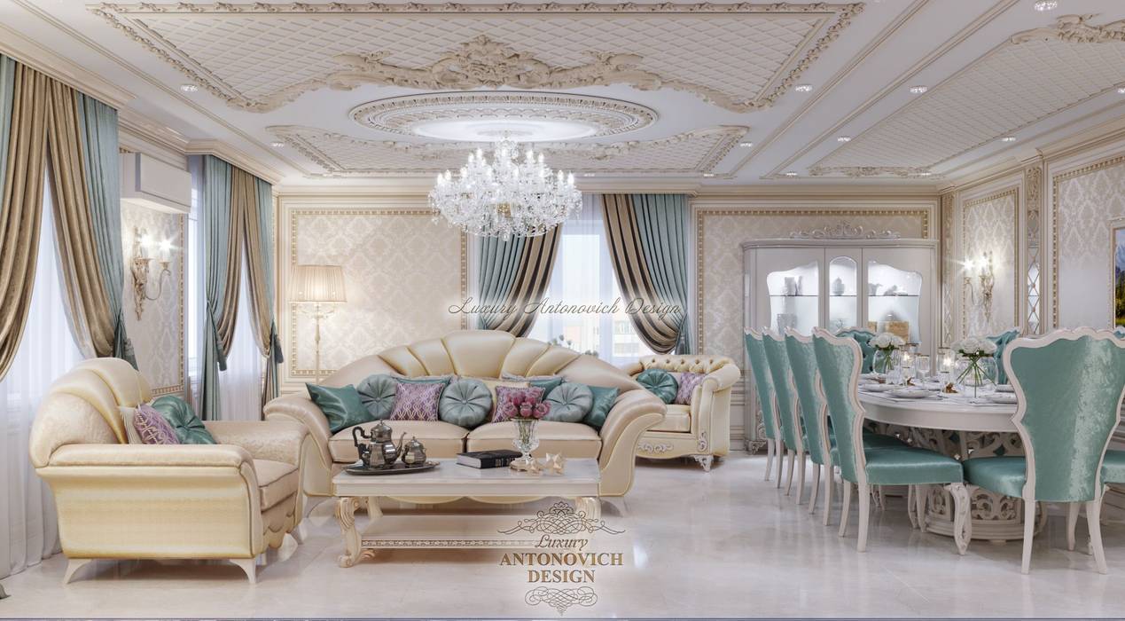 гостиная Студия Luxury Antonovich Design Коммерческие помещения гостиная классика,Коммерческие помещения