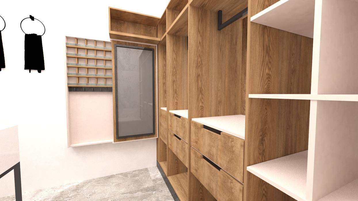 Propuesta de diseño Baño con Walking closet, Kaizen diseño interior Kaizen diseño interior