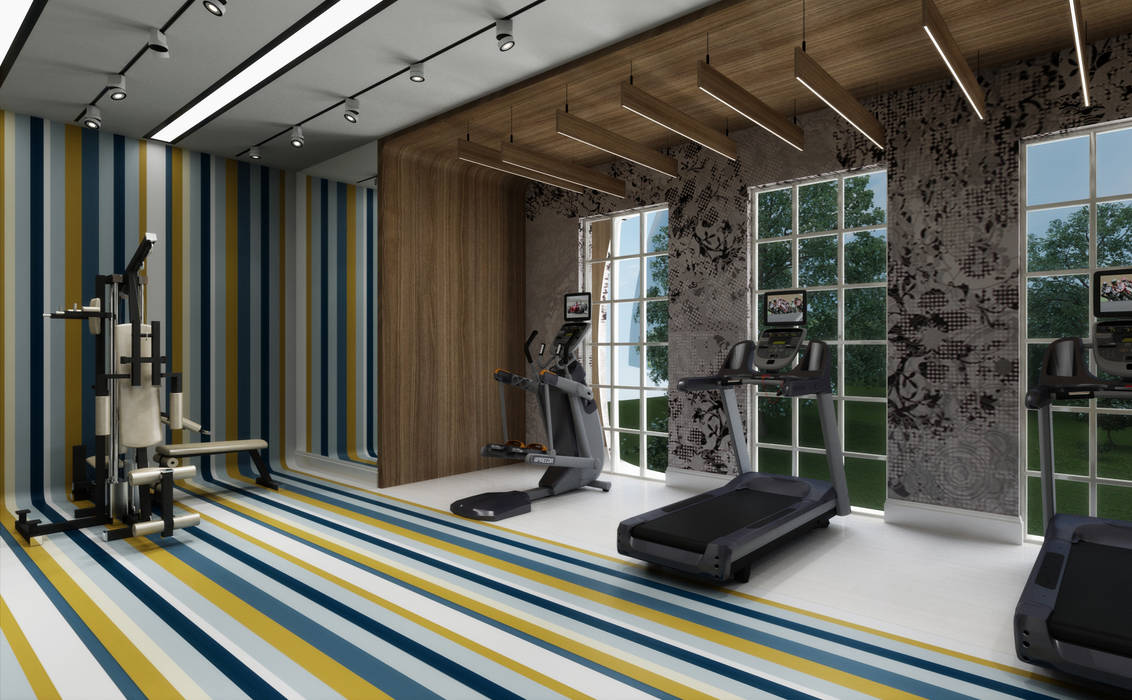 GYM Area / Club House Sia Moore Archıtecture Interıor Desıgn Eclectic style gym Wood Wood effect sia moore,turnkey project,fitout contractor,architectural,luxury design,interior design,designer,design,iconic design,best design,perfect,amazing