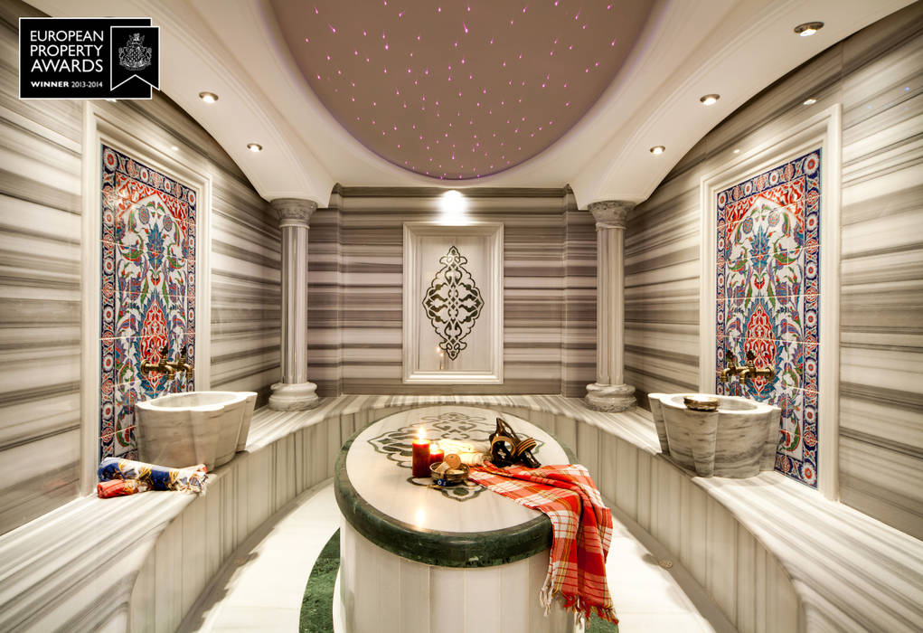 Turkish Bath / Bosphorus City Villa Sia Moore Archıtecture Interıor Desıgn Bồn tắm hơi Đá hoa spa,turkish bath,mosaic