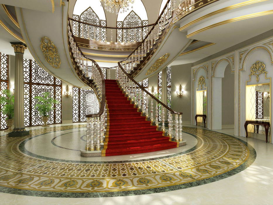 Main Entrance / Pearl Palace Sia Moore Archıtecture Interıor Desıgn Classic style corridor, hallway and stairs Marble interior design,design concept