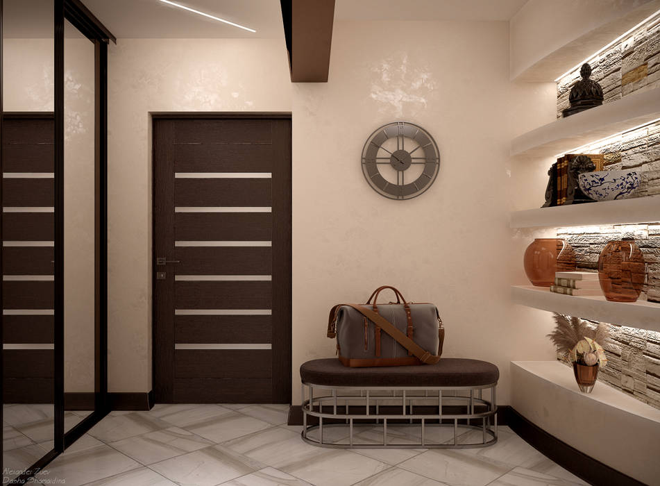 Дизайн коридора в 2-х комнатной квартире в ЖК "Симфония", г.Краснодар Студия интерьерного дизайна happy.design Коридор, прихожая и лестница в модерн стиле