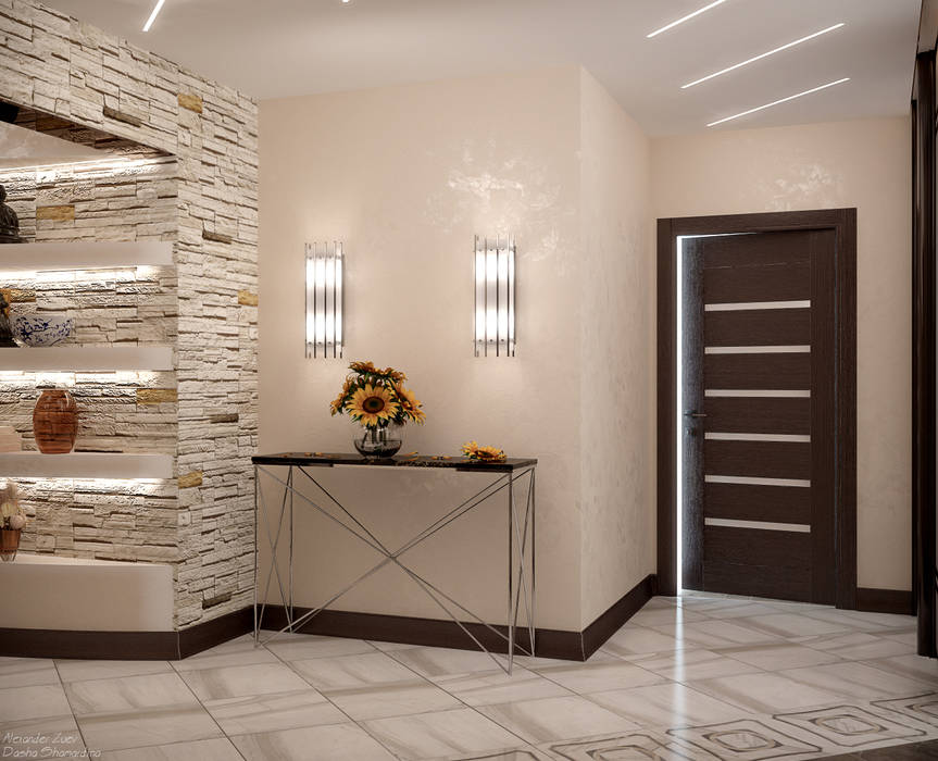 Дизайн коридора в 2-х комнатной квартире в ЖК "Симфония", г.Краснодар Студия интерьерного дизайна happy.design Коридор, прихожая и лестница в модерн стиле