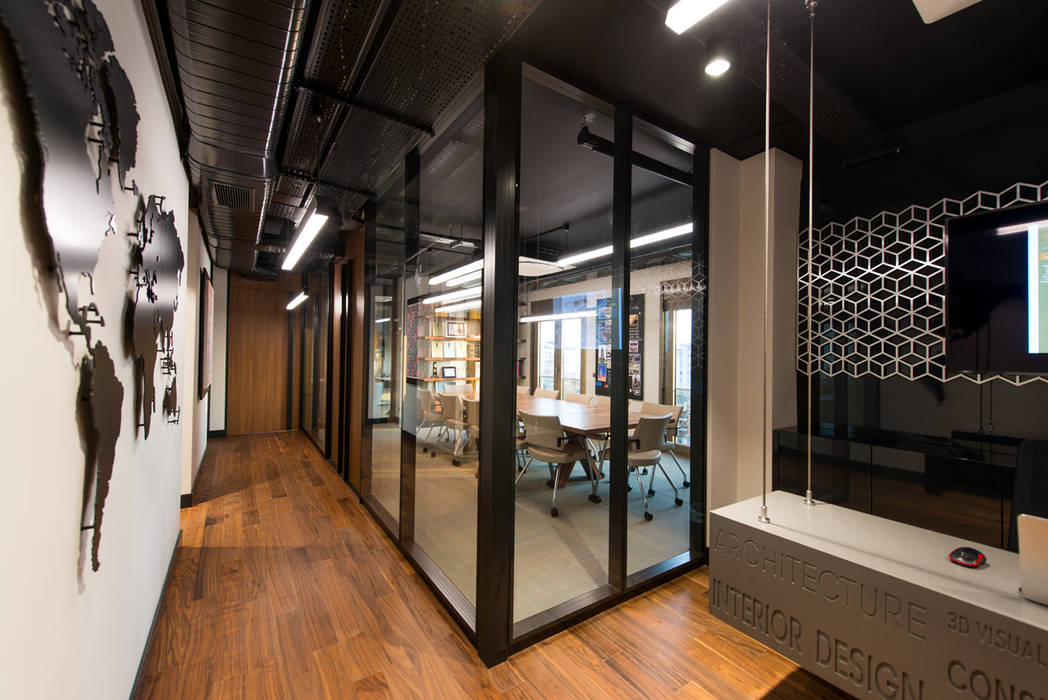 Corridor / Sia Moore Head Office Sia Moore Archıtecture Interıor Desıgn Commercial spaces Glass Office buildings