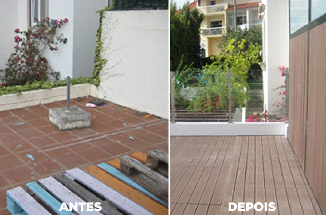 Terraço de cobertura - antes e depois Wish House Varandas, marquises e terraços clássicas