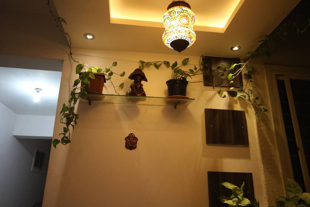 Elegant Corridor Space with Green Plants and Decorative Light Enrich Interiors & Decors Asian style corridor, hallway & stairs Wall Decor