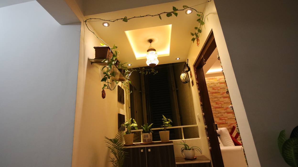 Elegant Corridor Space with Green Plants and Decorative Light Enrich Interiors & Decors Asian style corridor, hallway & stairs