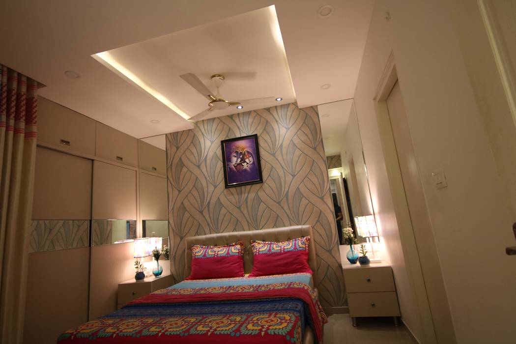 Master Bedroom - Fully Furnished Concept - Warm White light Ambience Enrich Interiors & Decors Small bedroom